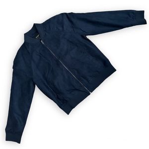 Banana Republic Navy Vegan Suede Bomber Jacket, Size L